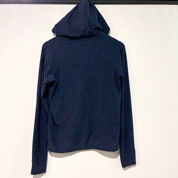 Outdoor Voices Hoodie Soft Cloud Knit Navy Thumb Holes Kangaroo Pocket Popover - Picture 3 of 13